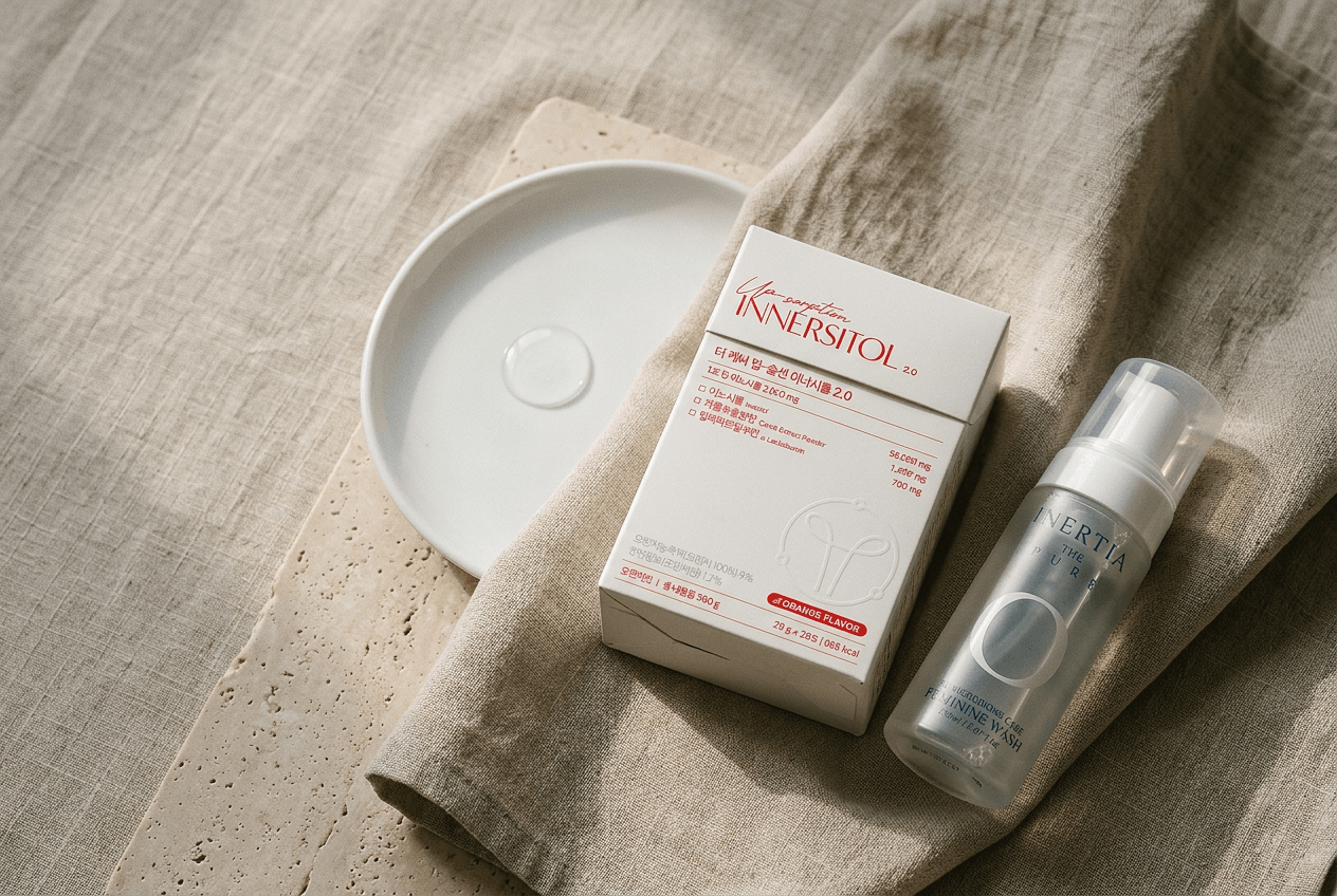 Microbiome wash and inositol for intimate care